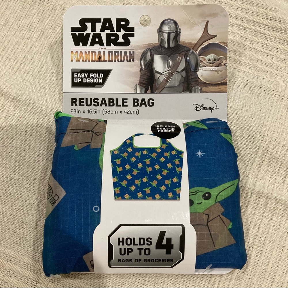 Disney Star Wars the Mandalorian  blue Green Reusable Bag Baby Yoda Grogu NWT
